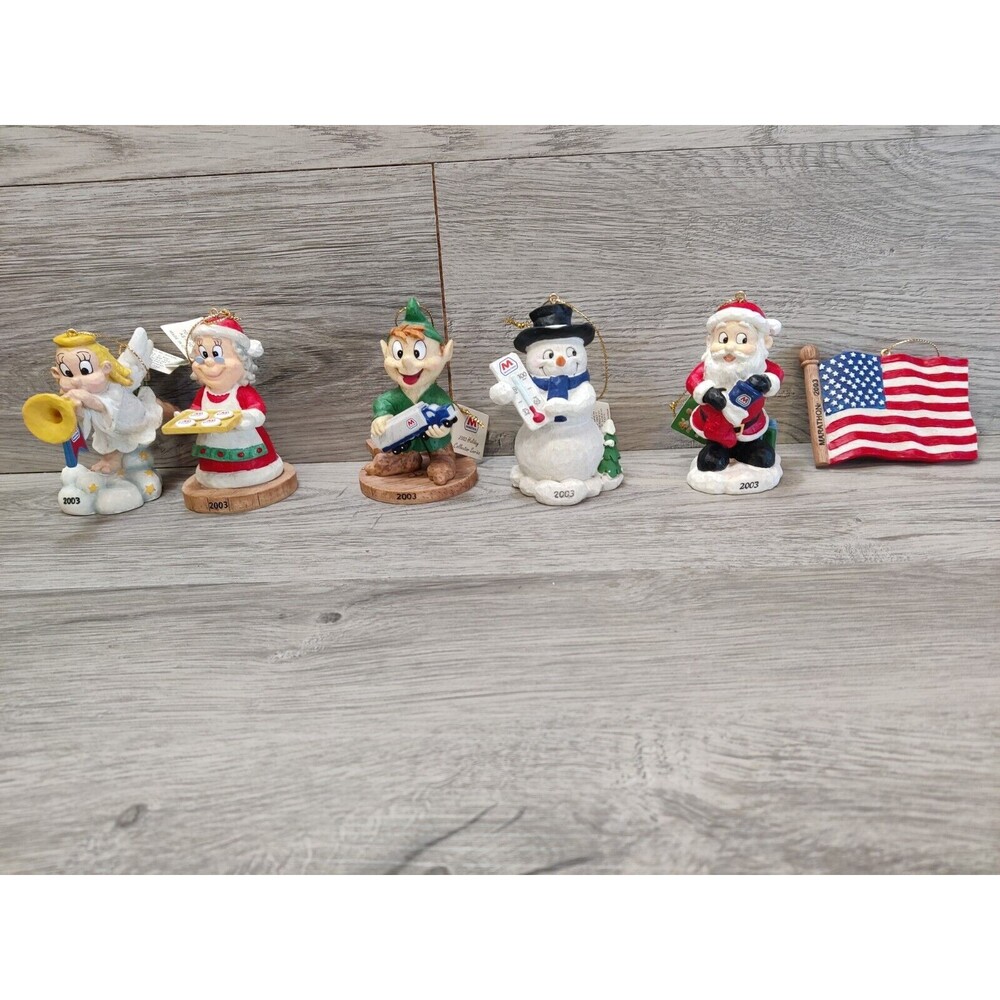 Marathon Gas Christmas Ornaments 2003 Complete Series 3 Set of 6